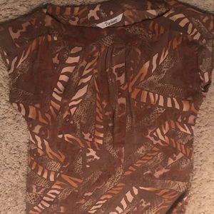 Tucker by Gaby Basora Safari Print Silk Blouse P